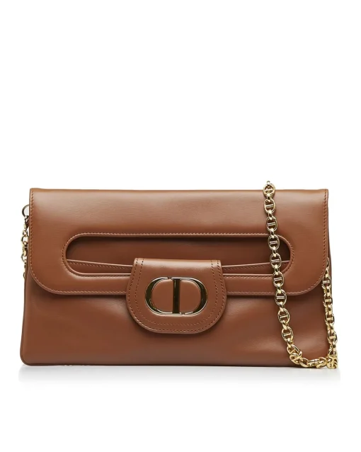 Preloved Medium Leather Flap Bag with Detachable Chain Strap