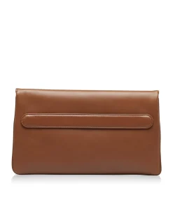 Preloved Medium Leather Flap Bag with Detachable Chain Strap