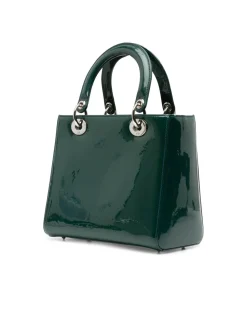 Preloved Medium Patent Leather Handbag with Zip Closure and Interior