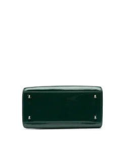 Preloved Medium Patent Leather Handbag with Zip Closure and Interior