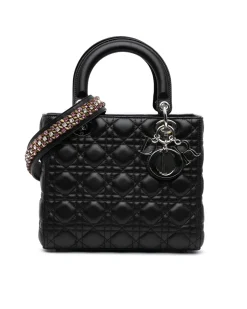 Preloved Medium Quilted Lambskin Bag with Crystal Strap