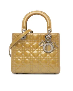 Preloved Medium Quilted Patent Leather Handbag with Detachable
