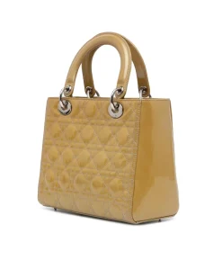 Preloved Medium Quilted Patent Leather Handbag with Detachable