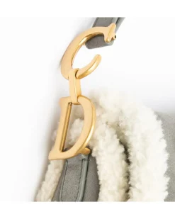 Preloved Medium Shearling Trim Suede Saddle Bag