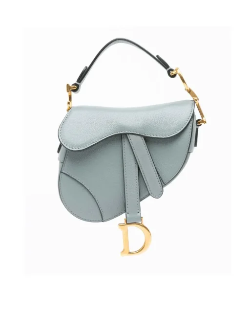 Preloved Micro Calfskin Leather Saddle Bag with Magnetic Closure