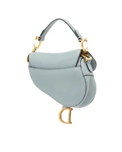 Preloved Micro Calfskin Leather Saddle Bag with Magnetic Closure