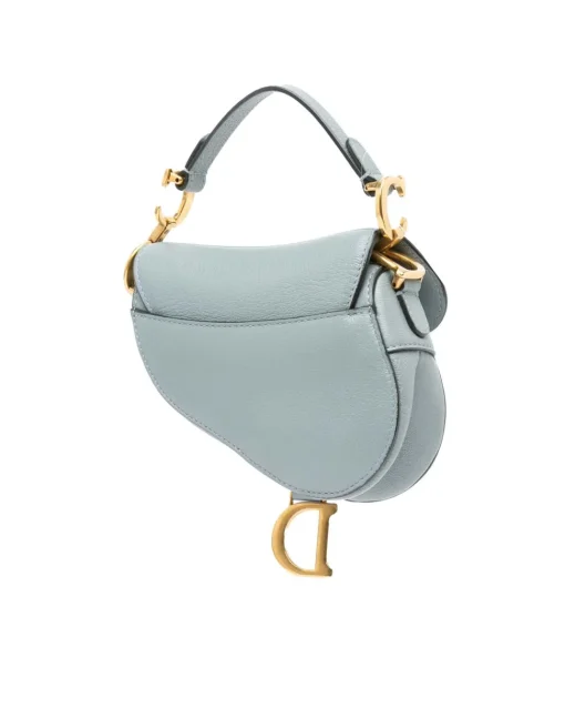 Preloved Micro Calfskin Leather Saddle Bag with Magnetic Closure