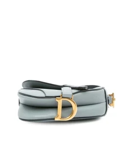 Preloved Micro Calfskin Leather Saddle Bag with Magnetic Closure