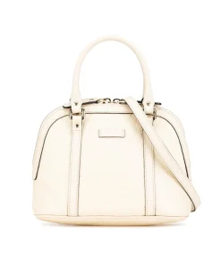 Preloved Mini Embossed Leather Dome Satchel with Detachable Strap