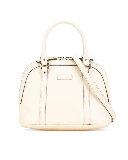 Preloved Mini Embossed Leather Dome Satchel with Detachable Strap