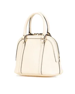 Preloved Mini Embossed Leather Dome Satchel with Detachable Strap