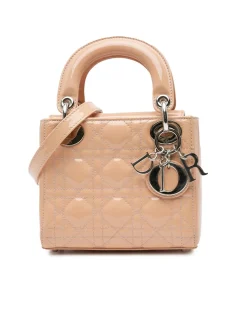 Preloved Mini Patent Cannage Quilted Leather Handbag with Detachable