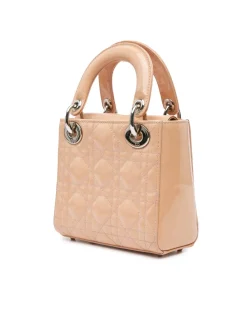 Preloved Mini Patent Cannage Quilted Leather Handbag with Detachable