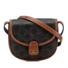 Preloved Mini Triomphe Coated Canvas Besace Crossbody Bag with Leather