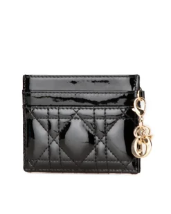Preloved Patent Leather Cannage Card Holder with Detachable Charms