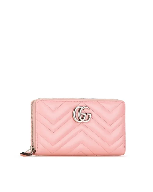Preloved Quilted Leather Zip Around Wallet with Card Slots