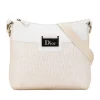 Preloved Saddle Bag White Canvas Leather Crossbody