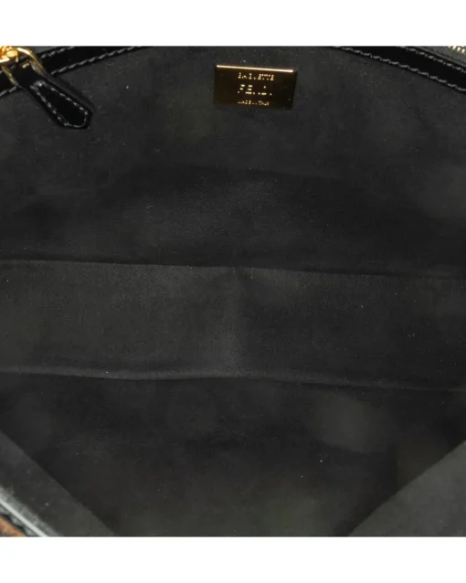 Preloved Shearling Baguette Satchel with Patent Leather Trim and