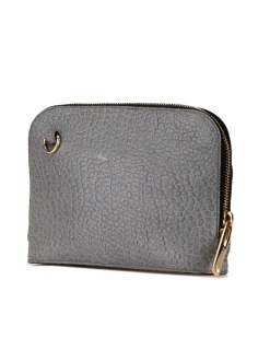 Preloved Small Leather Crossbody Bag Grey