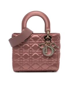 Preloved Small Satin Quilted Handbag with Swarovski Details