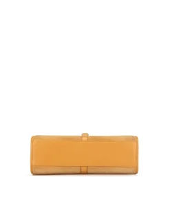 Preloved Suede Shoulder Bag with Leather Trim and Push Lock Closure