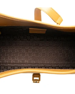 Preloved Suede Shoulder Bag with Leather Trim and Push Lock Closure