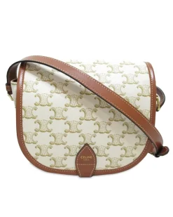Preloved Triomphe Canvas Crossbody Bag Beige