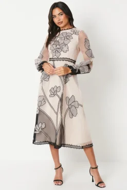 Premium Applique And Embroidered Midi Dress