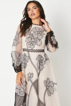 Premium Applique And Embroidered Midi Dress