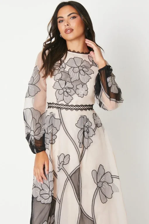 Premium Applique And Embroidered Midi Dress