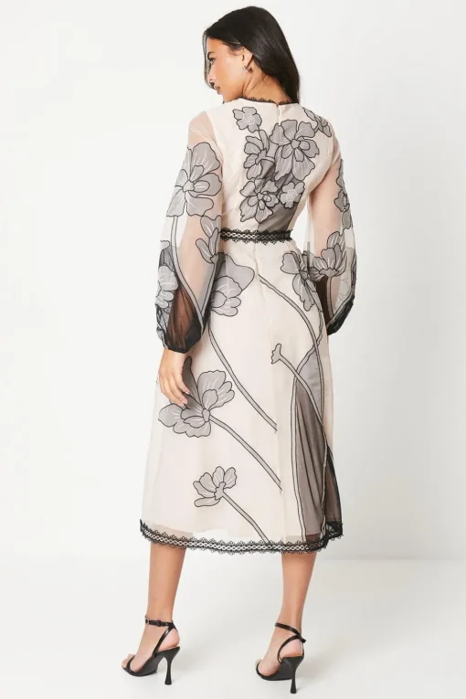 Premium Applique And Embroidered Midi Dress