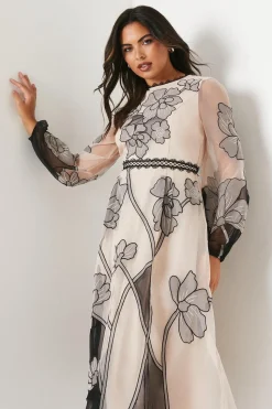 Premium Applique And Embroidered Midi Dress
