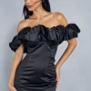 Premium Asymmetric Frill Bodycon Mini Dress