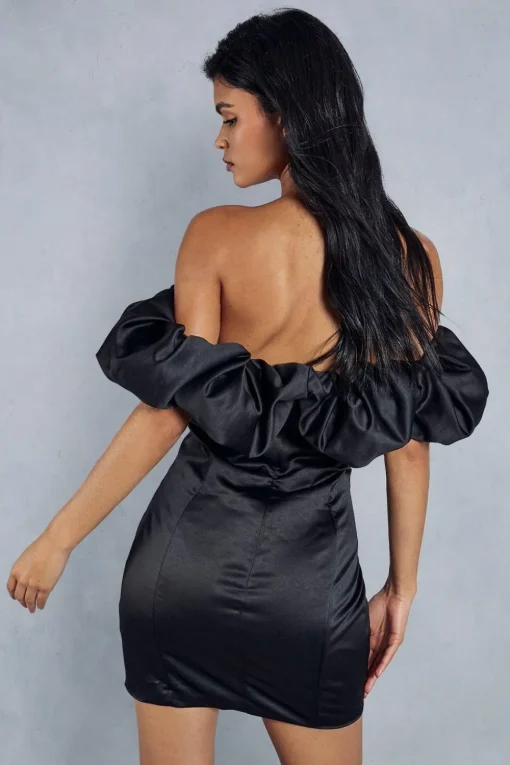 Premium Asymmetric Frill Bodycon Mini Dress