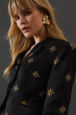 Premium Hand Embroidered Celestial Crop Jacket