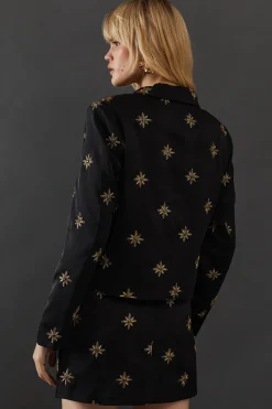 Premium Hand Embroidered Celestial Crop Jacket