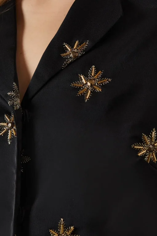 Premium Hand Embroidered Celestial Crop Jacket