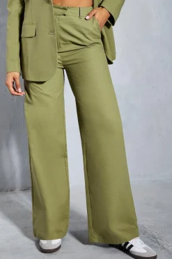 Premium Linen Look Tailored Wide Leg Trouser