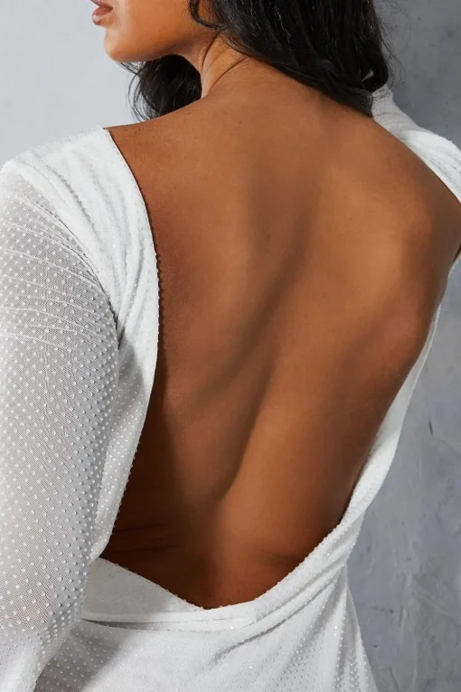 Premium Liquid Diamante Cowl Back Mini Dress