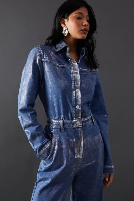 Premium Metallic Denim Boilersuit