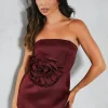 Premium Satin Floral Bandeau Mini Dress