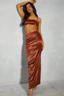 Premium Satin High Waisted Column Maxi Skirt