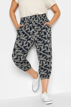 Print Cropped Harem Joggers