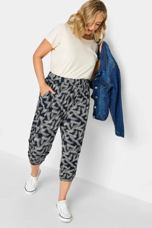Print Cropped Harem Joggers