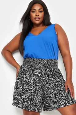Print Shirred Shorts