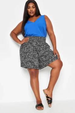 Print Shirred Shorts