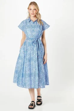 Printed Belted Shirt Dress