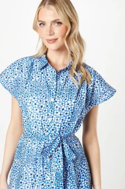 Printed Belted Shirt Dress