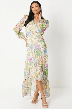 Printed Blouson Sleeve Midaxi Dress