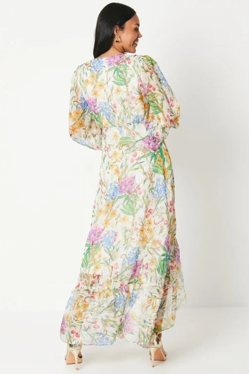 Printed Blouson Sleeve Midaxi Dress